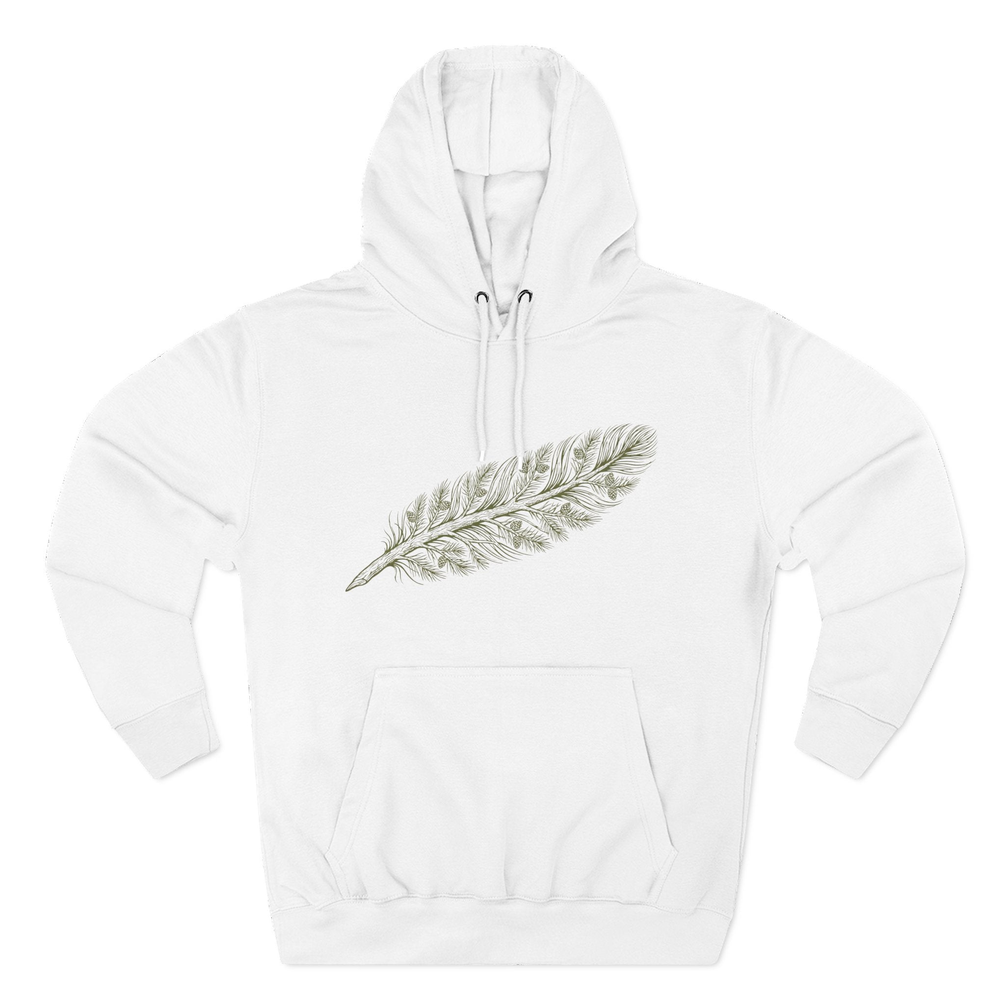 The "Forest Feather" Premium Hoodie - Pine Needle & Quill Illustration