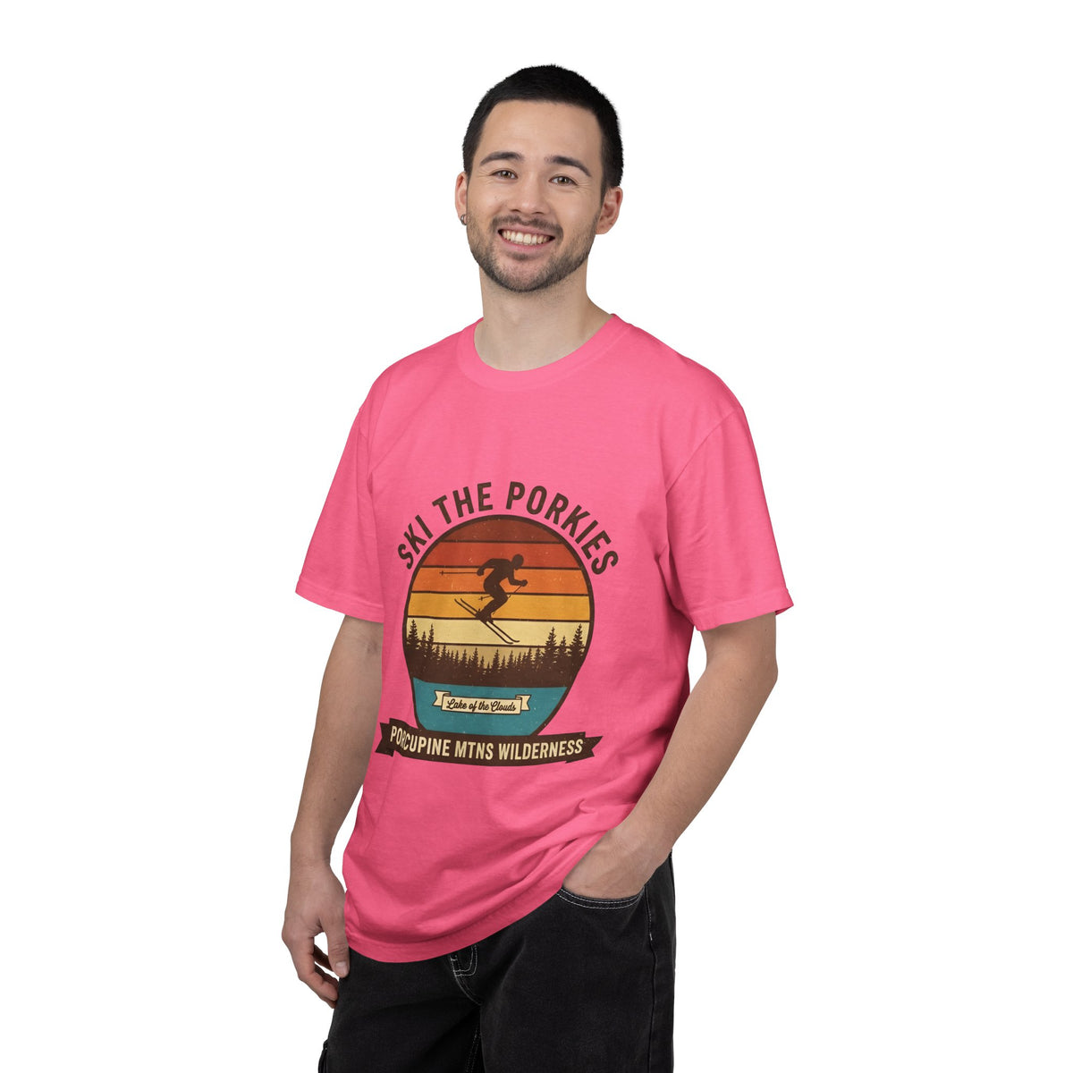 Ski the Porkies T-Shirt — Porcupine Mtns Wilderness Retro Skiing Tee