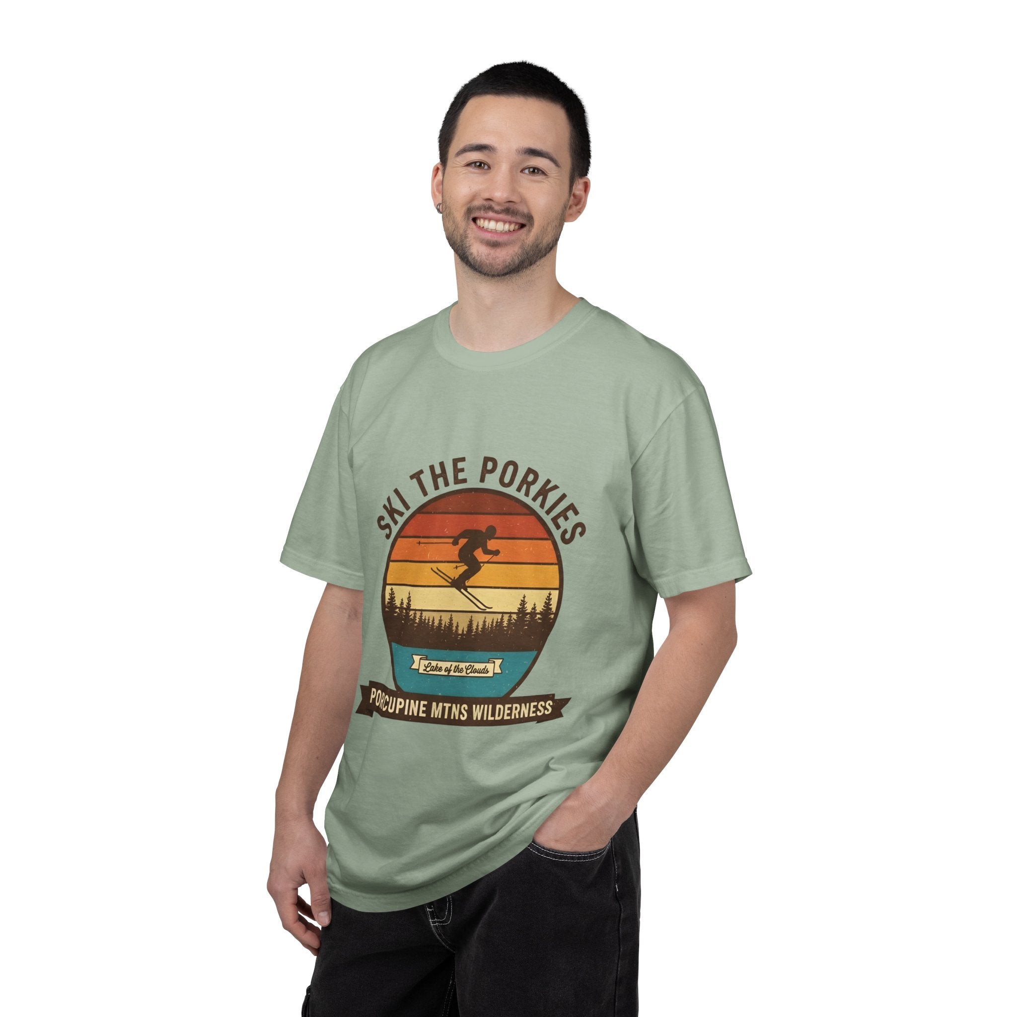 Ski the Porkies T-Shirt — Porcupine Mtns Wilderness Retro Skiing Tee