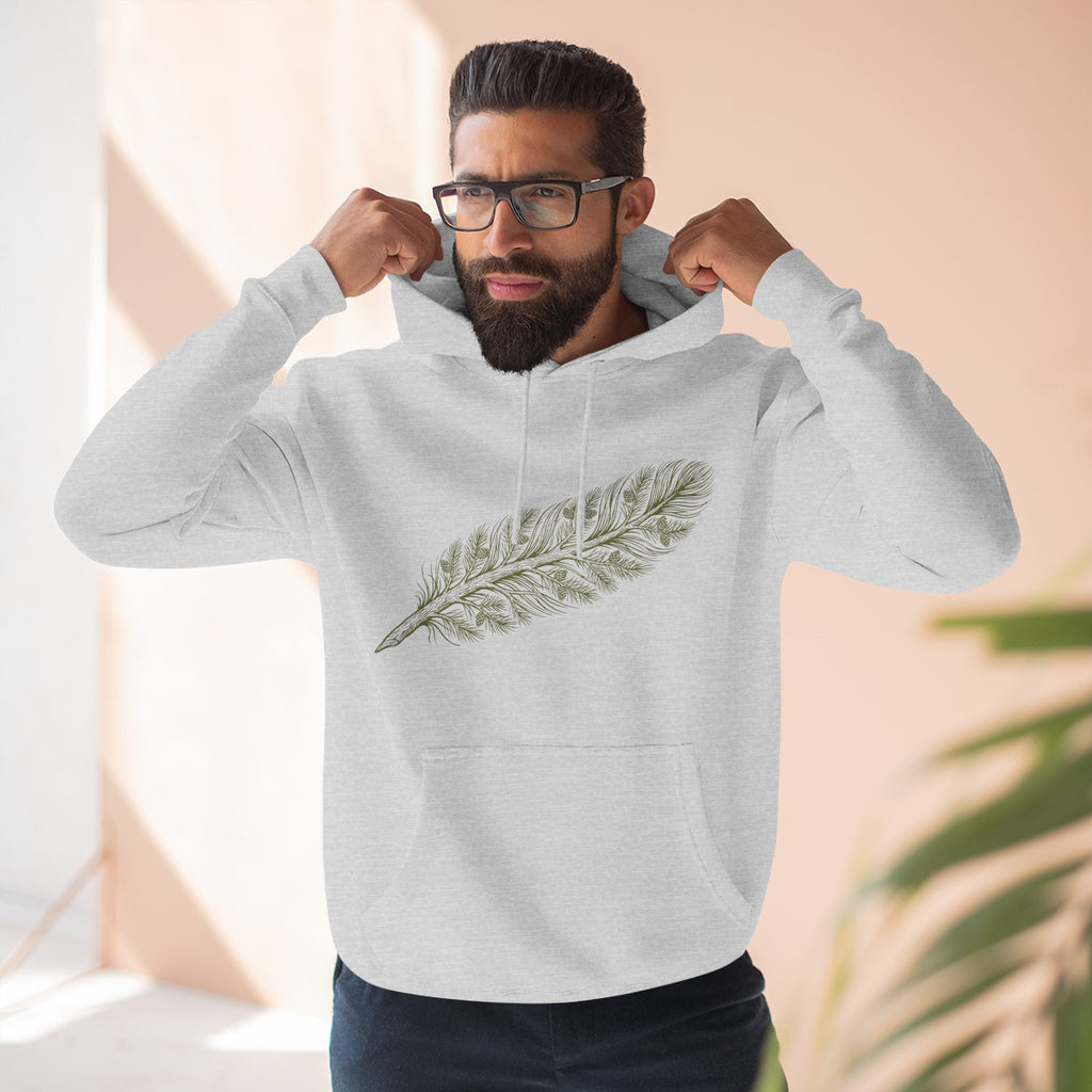 The "Forest Feather" Premium Hoodie - Pine Needle & Quill Illustration