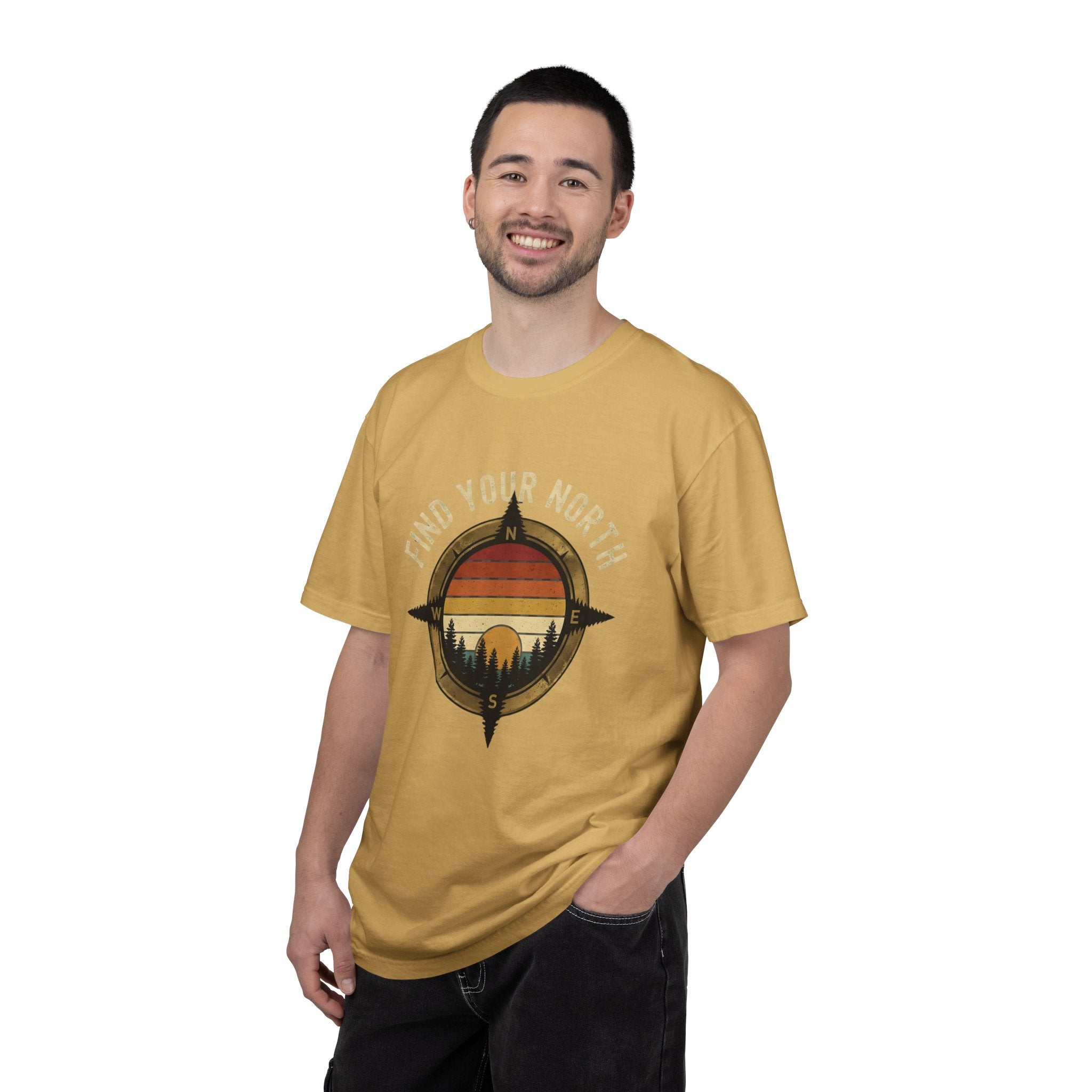 Find Your North T-Shirt — Vintage Compass Sunset Graphic Tee