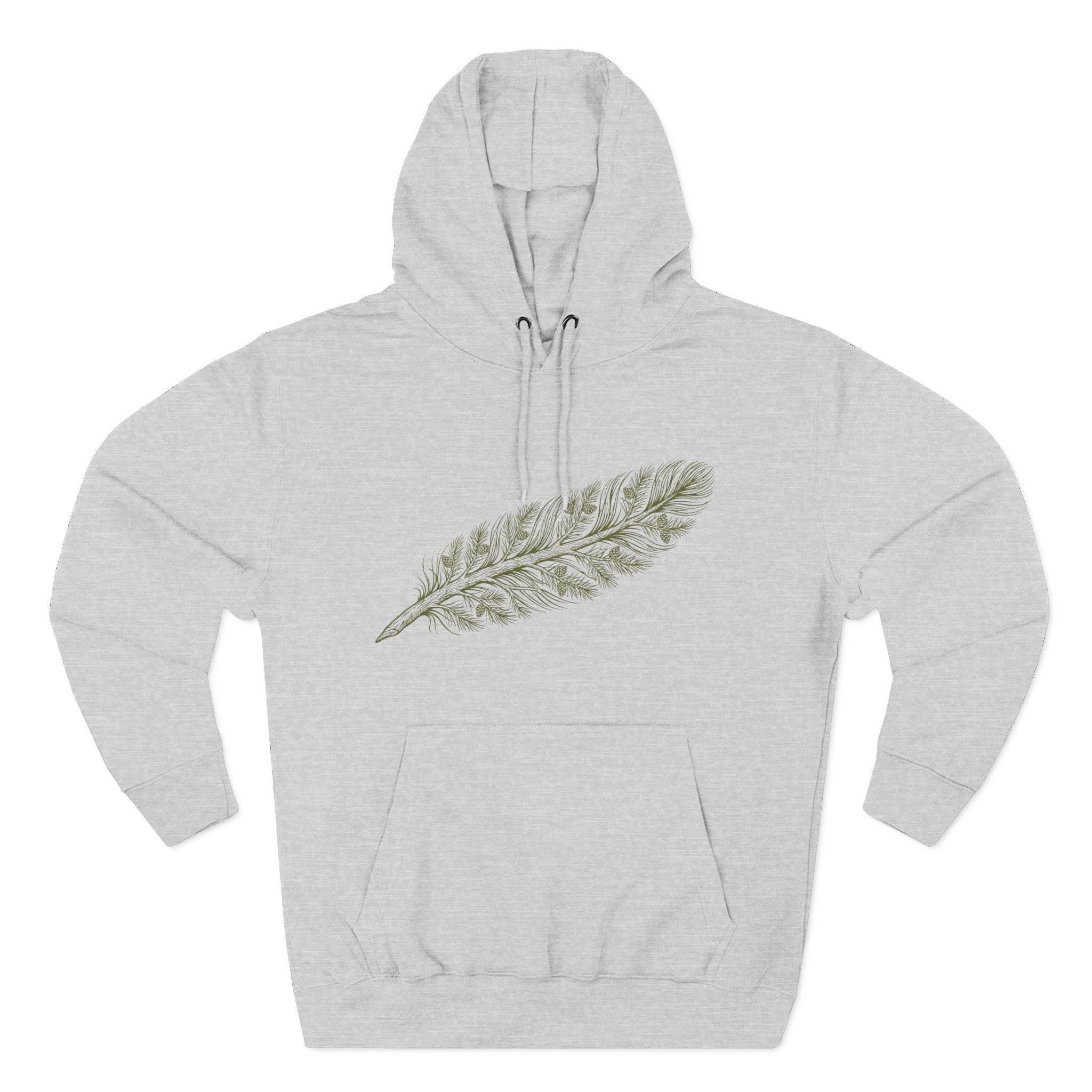 The "Forest Feather" Premium Hoodie - Pine Needle & Quill Illustration