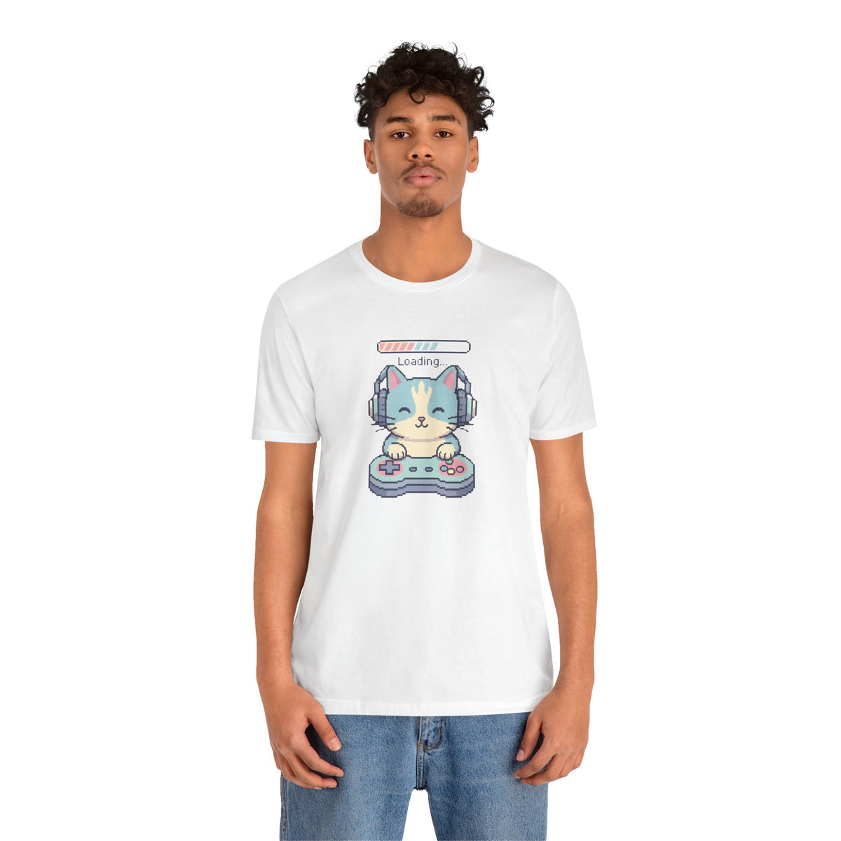 Gaming Cat Loading Screen | Pixel Art Graphic Tee