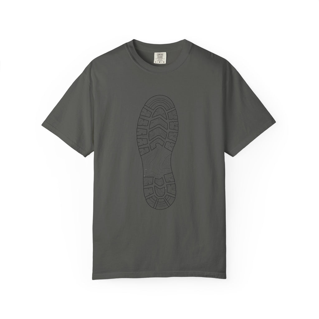 Sole Print T-Shirt — Minimal Boot Print Graphic Tee