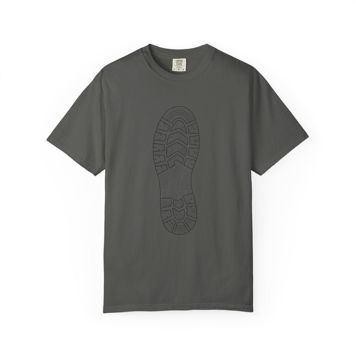 Sole Print T-Shirt — Minimal Boot Print Graphic Tee