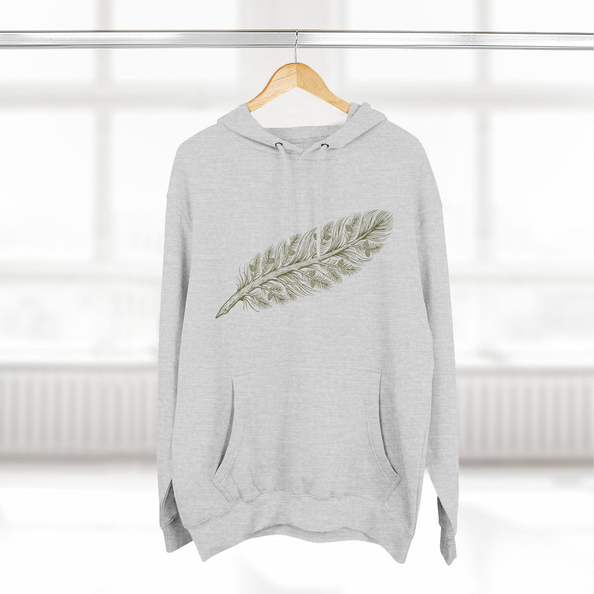 The "Forest Feather" Premium Hoodie - Pine Needle & Quill Illustration