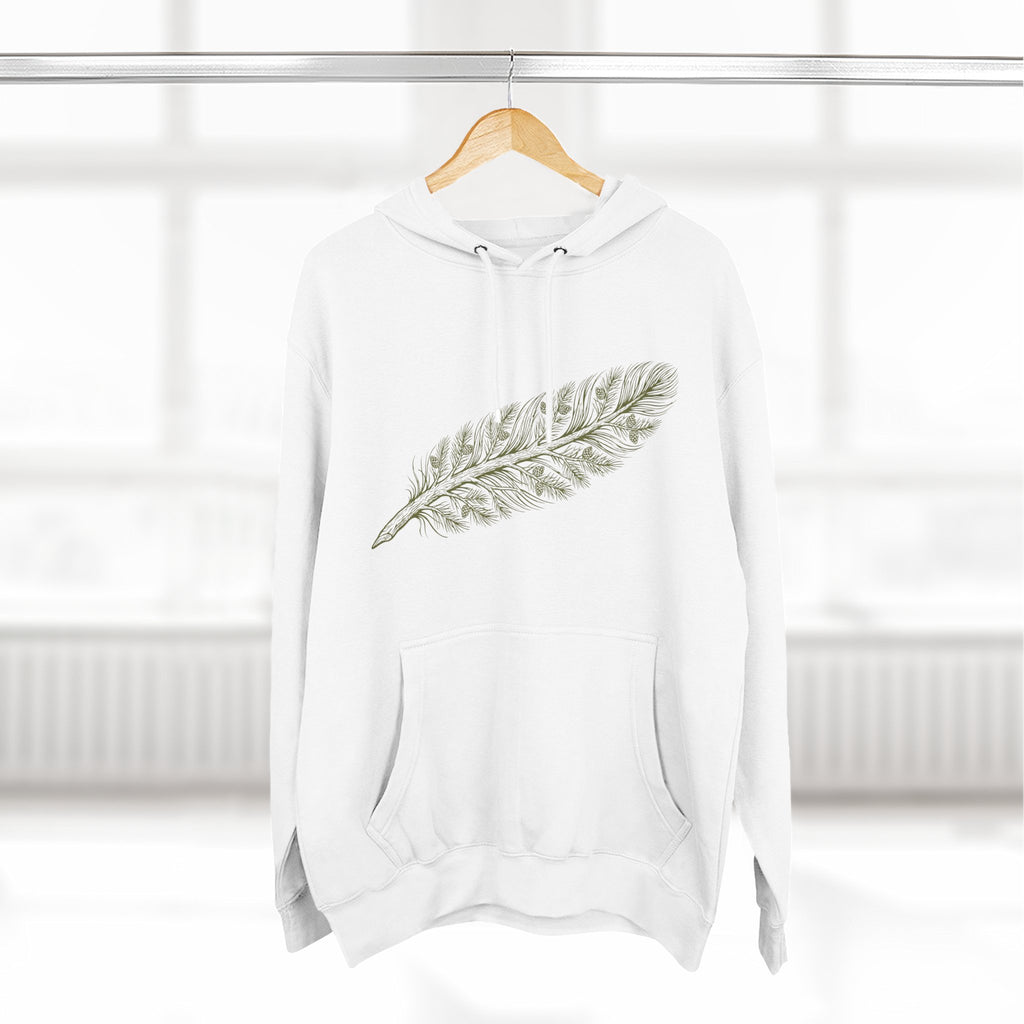 The "Forest Feather" Premium Hoodie - Pine Needle & Quill Illustration