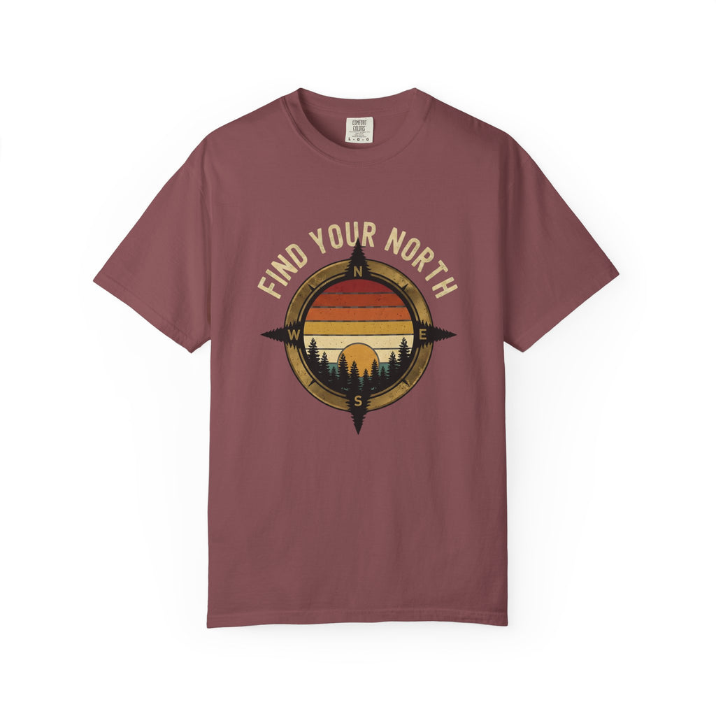 Find Your North T-Shirt — Vintage Compass Sunset Graphic Tee