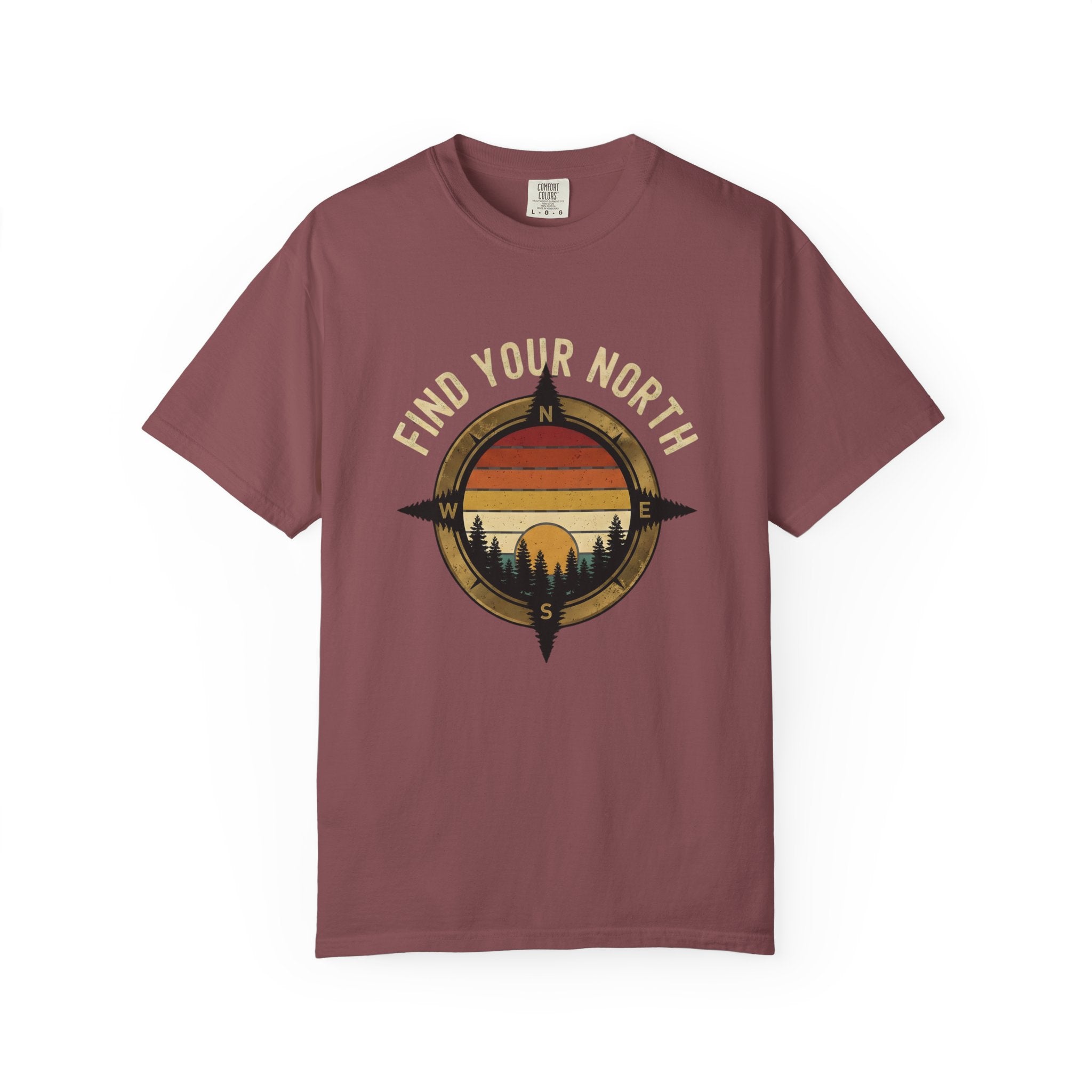 Find Your North T-Shirt — Vintage Compass Sunset Graphic Tee