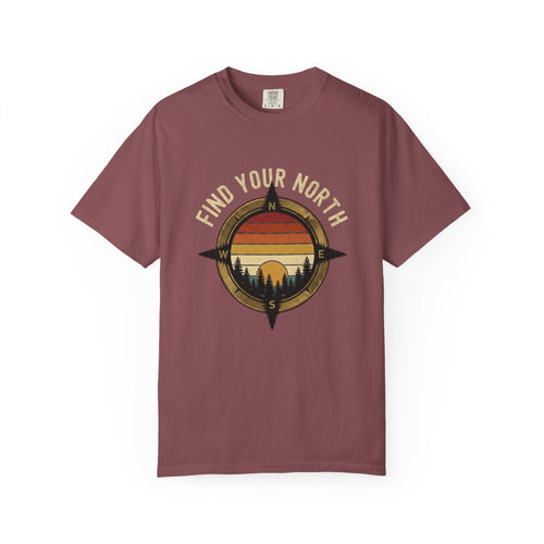 Find Your North T-Shirt — Vintage Compass Sunset Graphic Tee