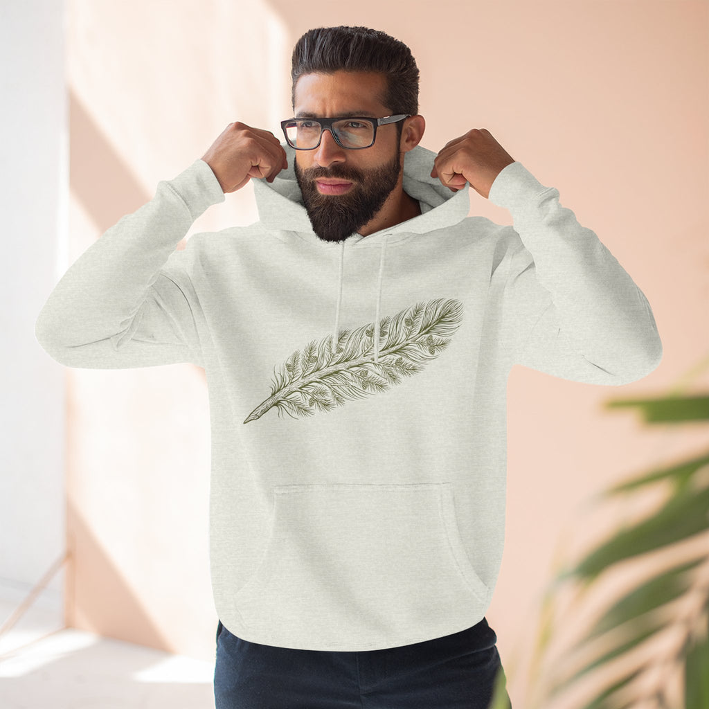 The "Forest Feather" Premium Hoodie - Pine Needle & Quill Illustration