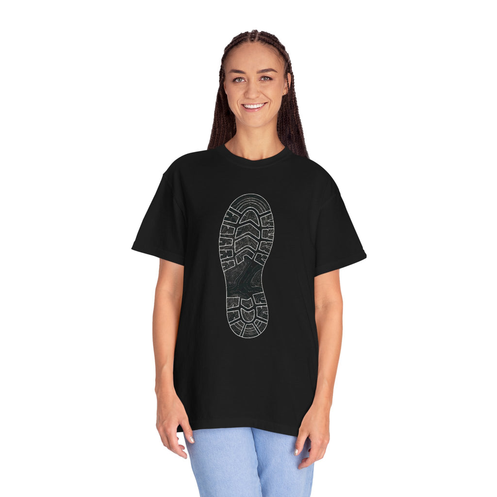 Sole Print T-Shirt — Minimal Boot Print Graphic Tee