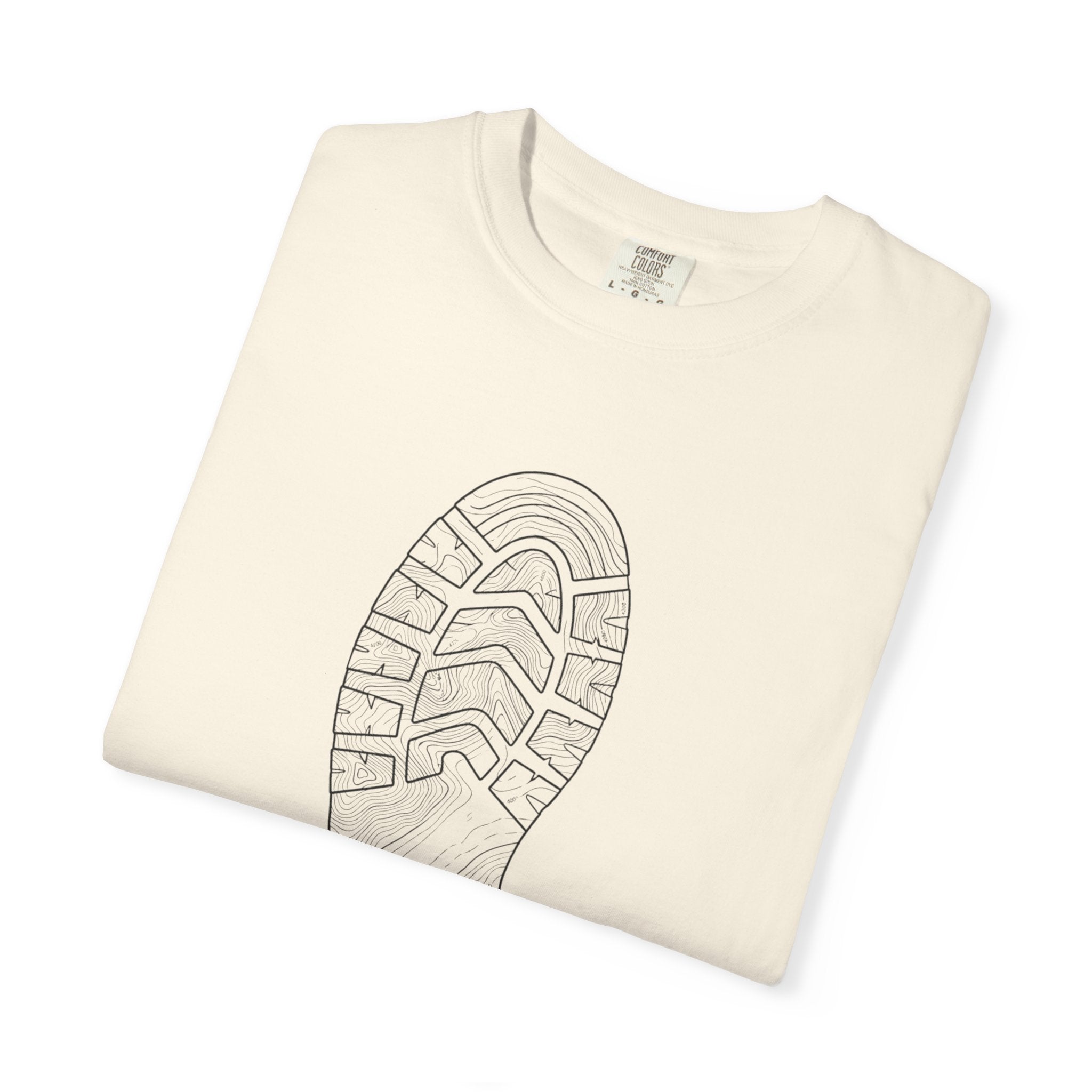 Sole Print T-Shirt — Minimal Boot Print Graphic Tee