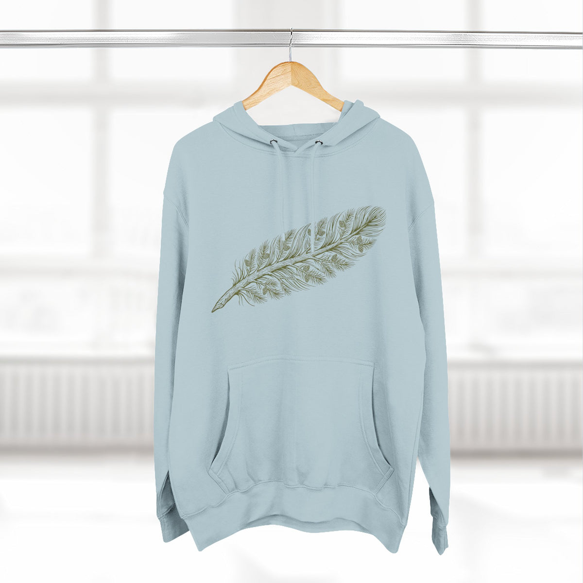 The "Forest Feather" Premium Hoodie - Pine Needle & Quill Illustration