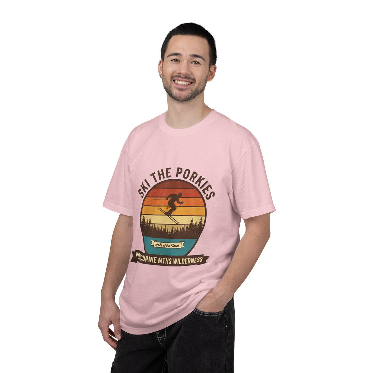 Ski the Porkies T-Shirt — Porcupine Mtns Wilderness Retro Skiing Tee