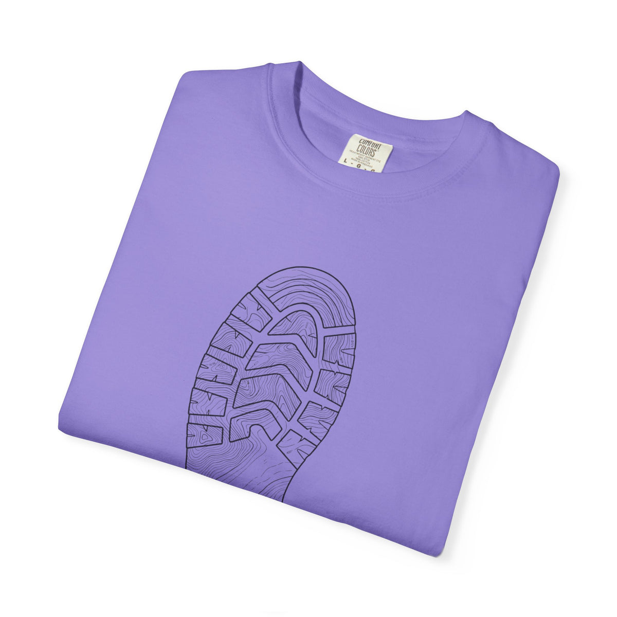 Sole Print T-Shirt — Minimal Boot Print Graphic Tee