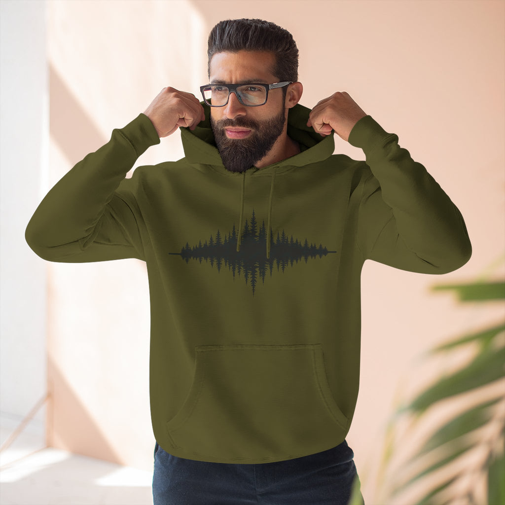 Forest Soundwave Hoodie — Minimal Nature Waveform Sweatshirt