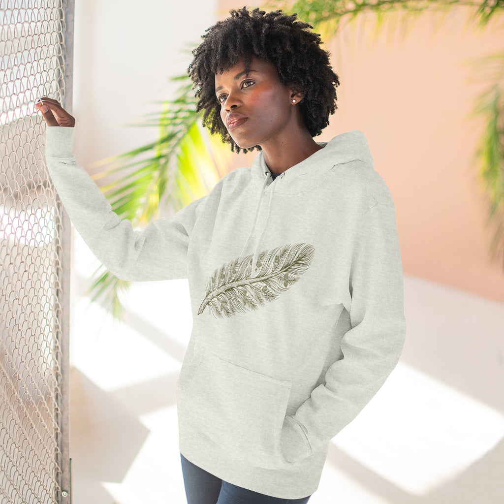 The "Forest Feather" Premium Hoodie - Pine Needle & Quill Illustration