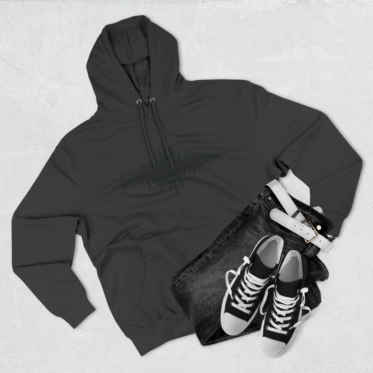 Forest Soundwave Hoodie — Minimal Nature Waveform Sweatshirt