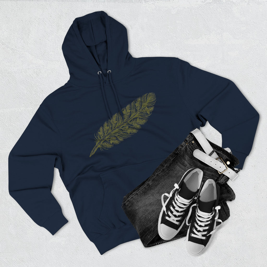 The "Forest Feather" Premium Hoodie - Pine Needle & Quill Illustration