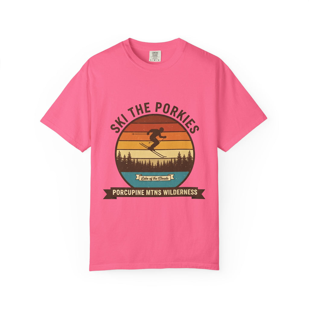 Ski the Porkies T-Shirt — Porcupine Mtns Wilderness Retro Skiing Tee