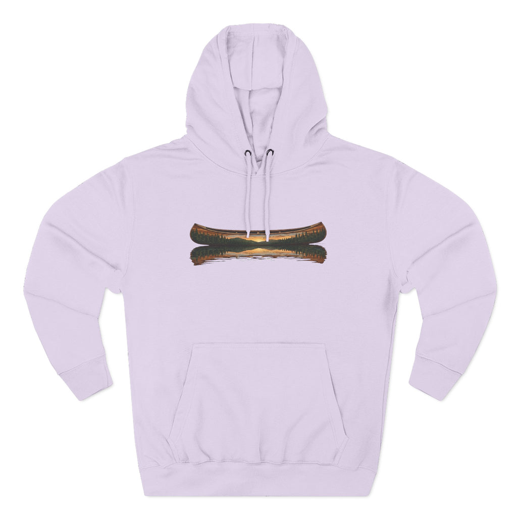 The "Morning Stillness" Premium Hoodie - Vintage Canoe Woodcut