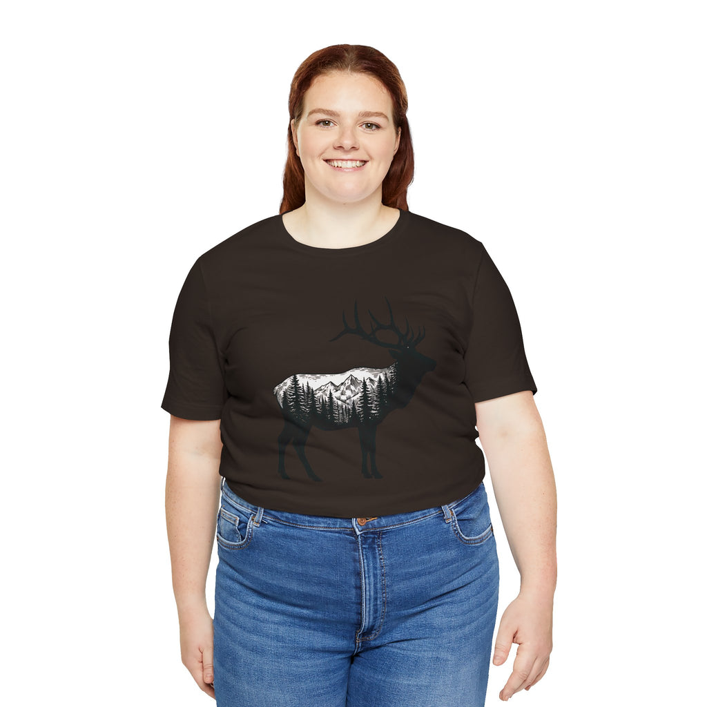 Elk Mountain Forest Silhouette | Nature Graphic Tee