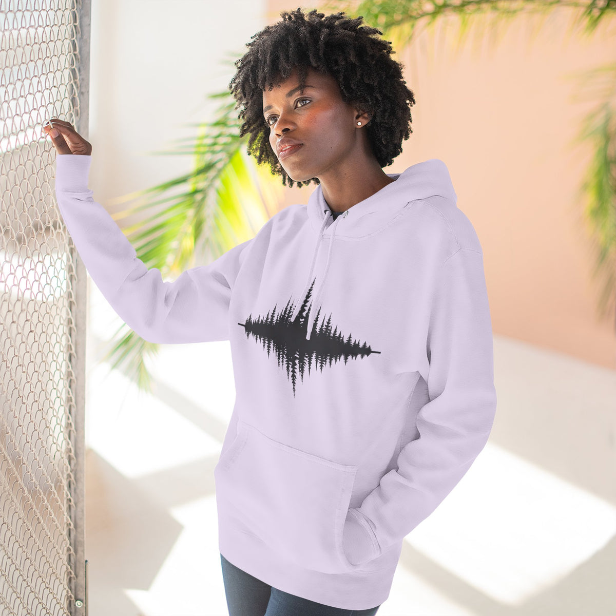 Forest Soundwave Hoodie — Minimal Nature Waveform Sweatshirt