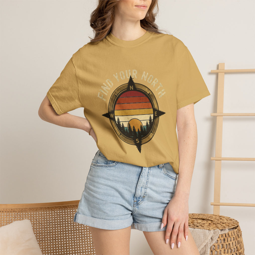 Find Your North T-Shirt — Vintage Compass Sunset Graphic Tee