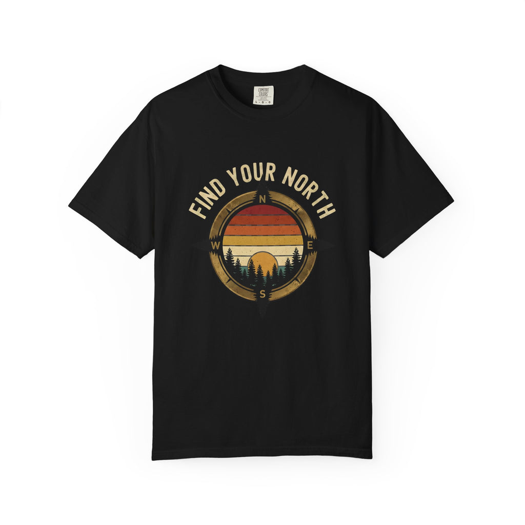 Find Your North T-Shirt — Vintage Compass Sunset Graphic Tee