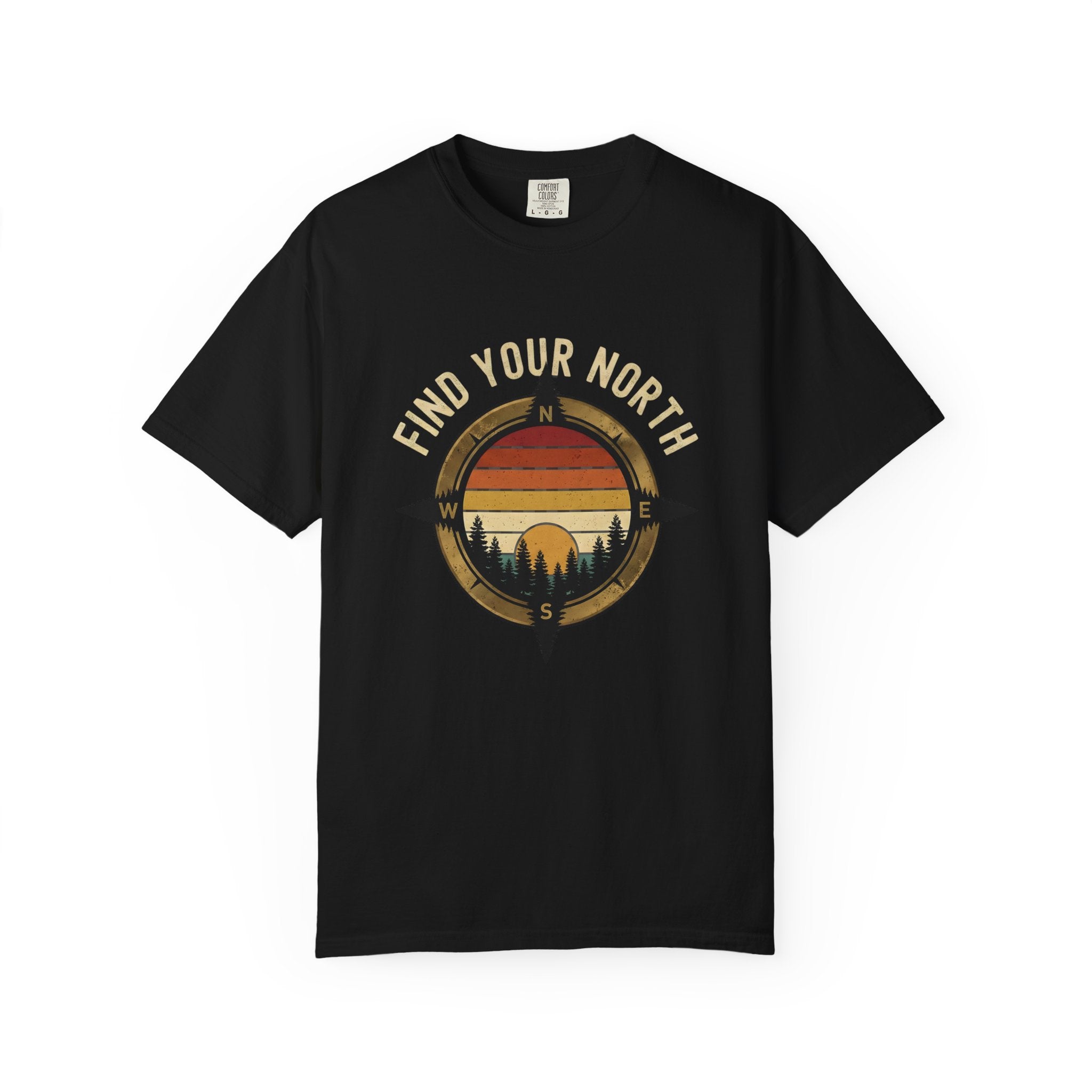 Find Your North T-Shirt — Vintage Compass Sunset Graphic Tee