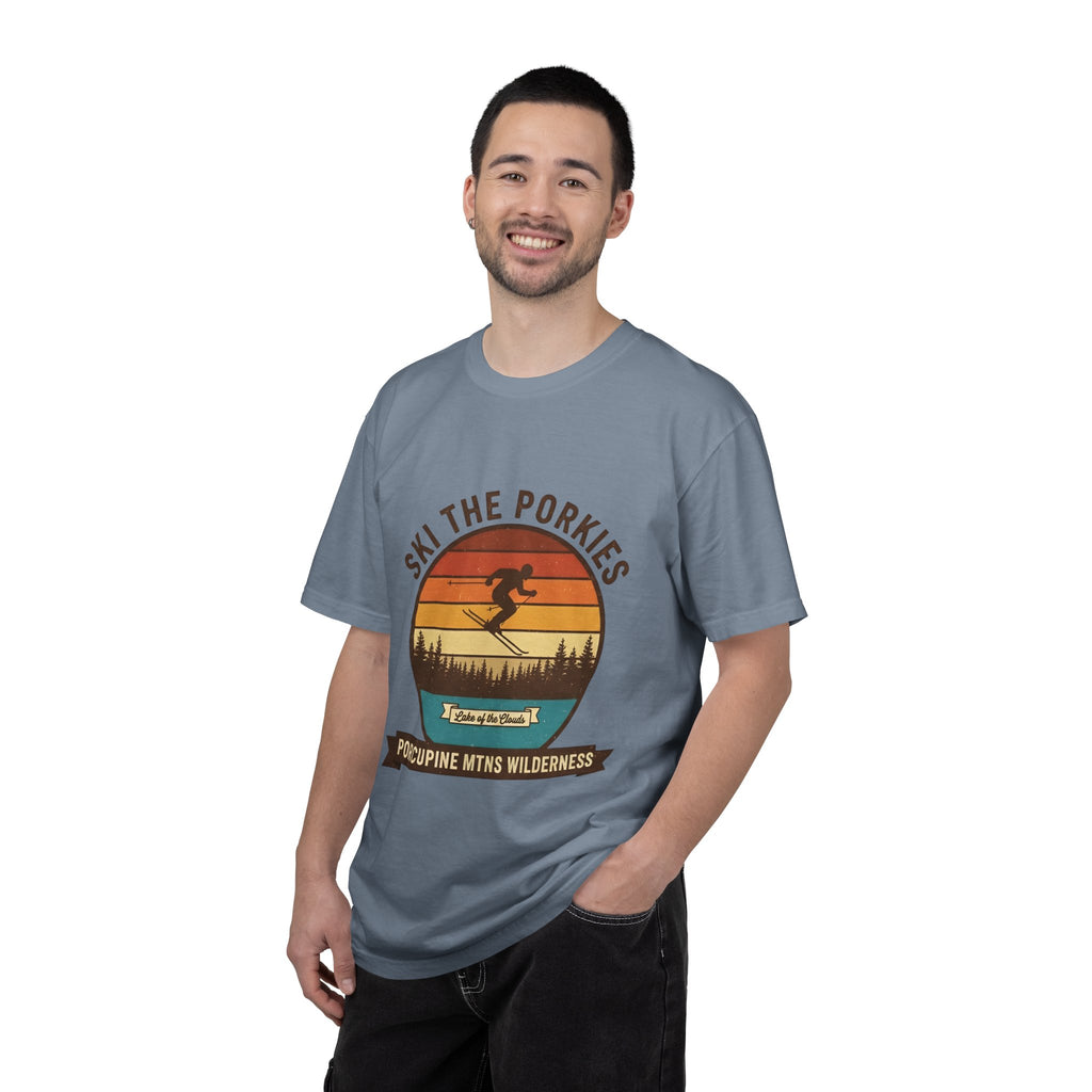 Ski the Porkies T-Shirt — Porcupine Mtns Wilderness Retro Skiing Tee