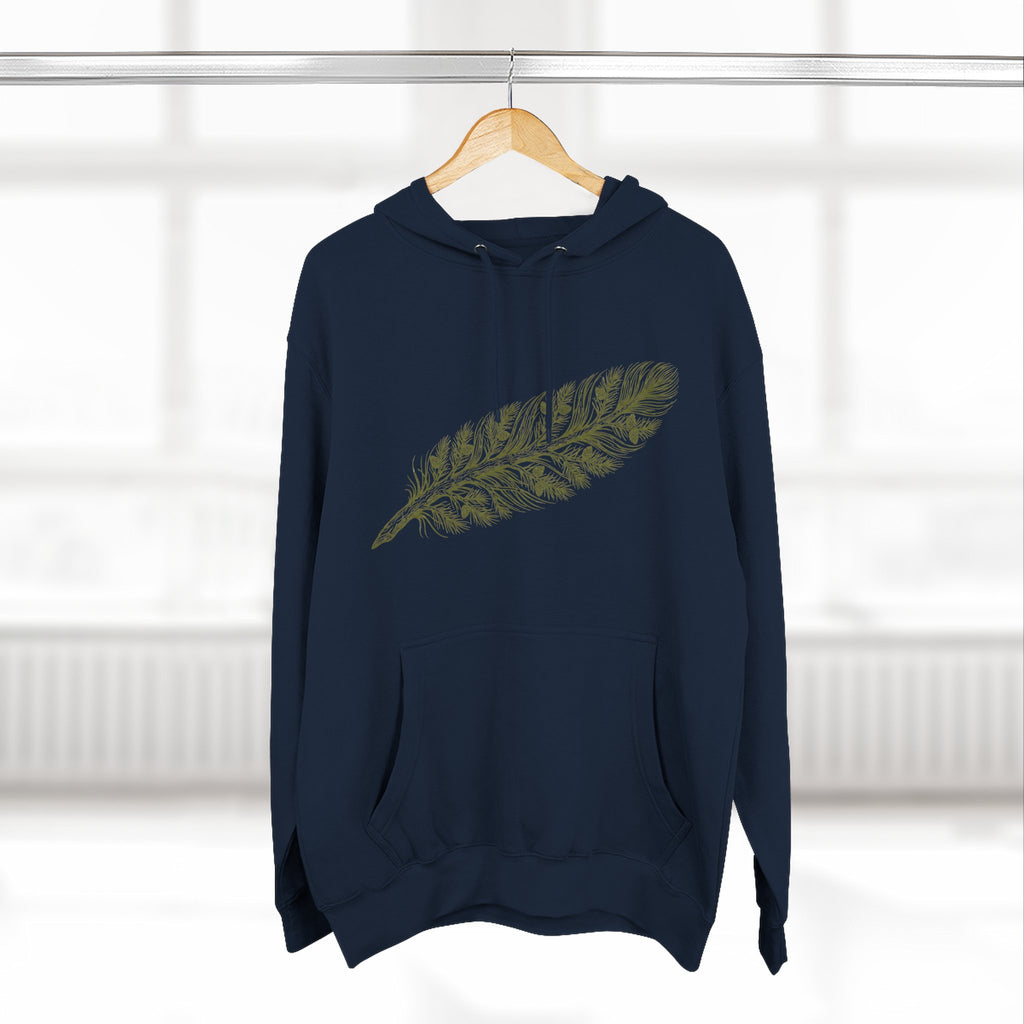 The "Forest Feather" Premium Hoodie - Pine Needle & Quill Illustration