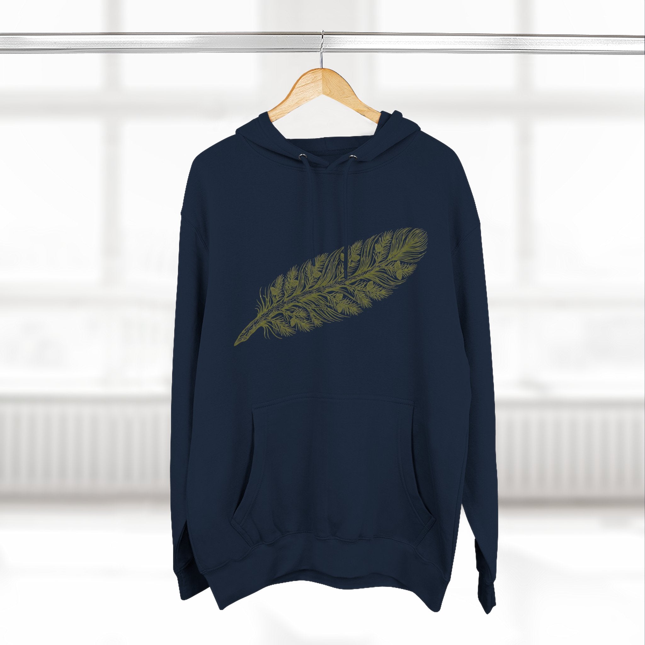 The "Forest Feather" Premium Hoodie - Pine Needle & Quill Illustration