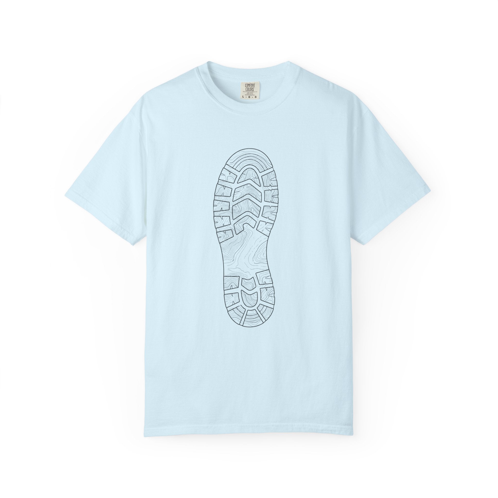 Sole Print T-Shirt — Minimal Boot Print Graphic Tee