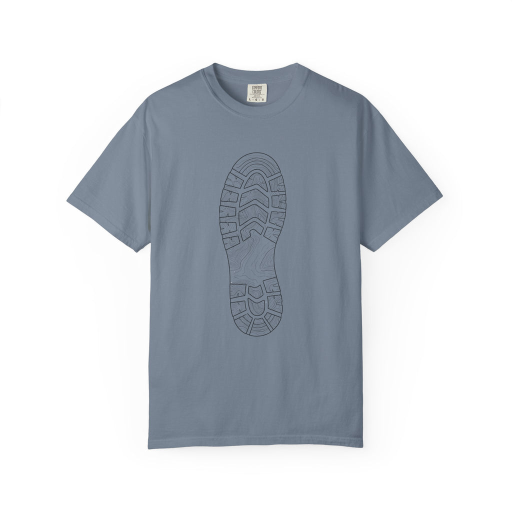 Sole Print T-Shirt — Minimal Boot Print Graphic Tee