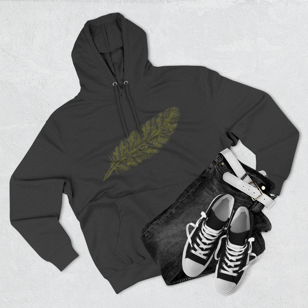 The "Forest Feather" Premium Hoodie - Pine Needle & Quill Illustration