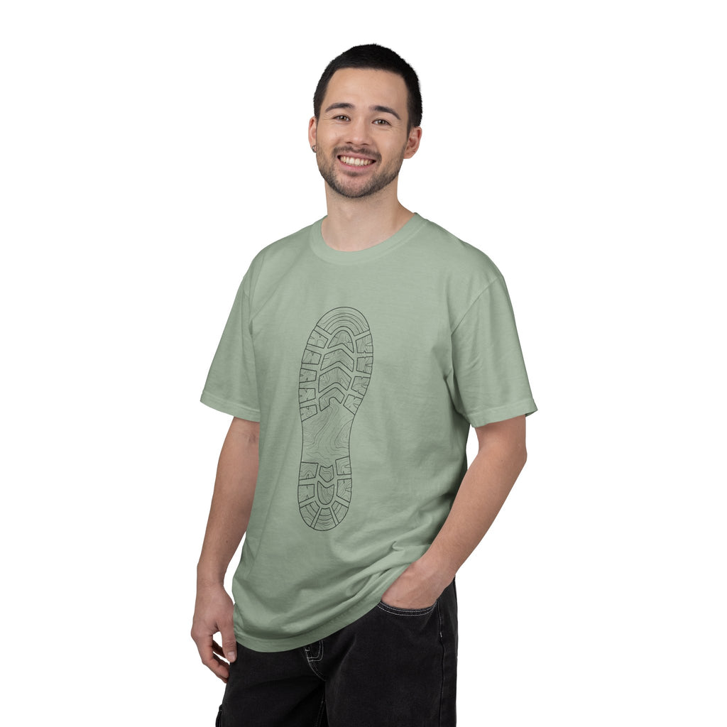 Sole Print T-Shirt — Minimal Boot Print Graphic Tee