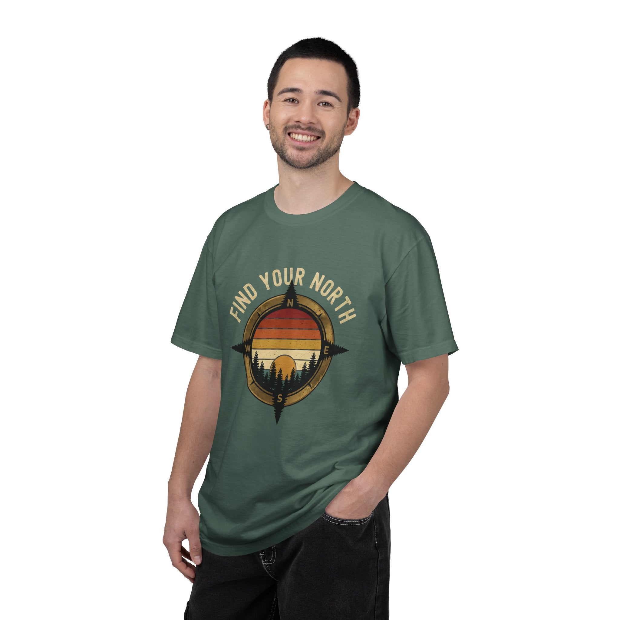 Find Your North T-Shirt — Vintage Compass Sunset Graphic Tee