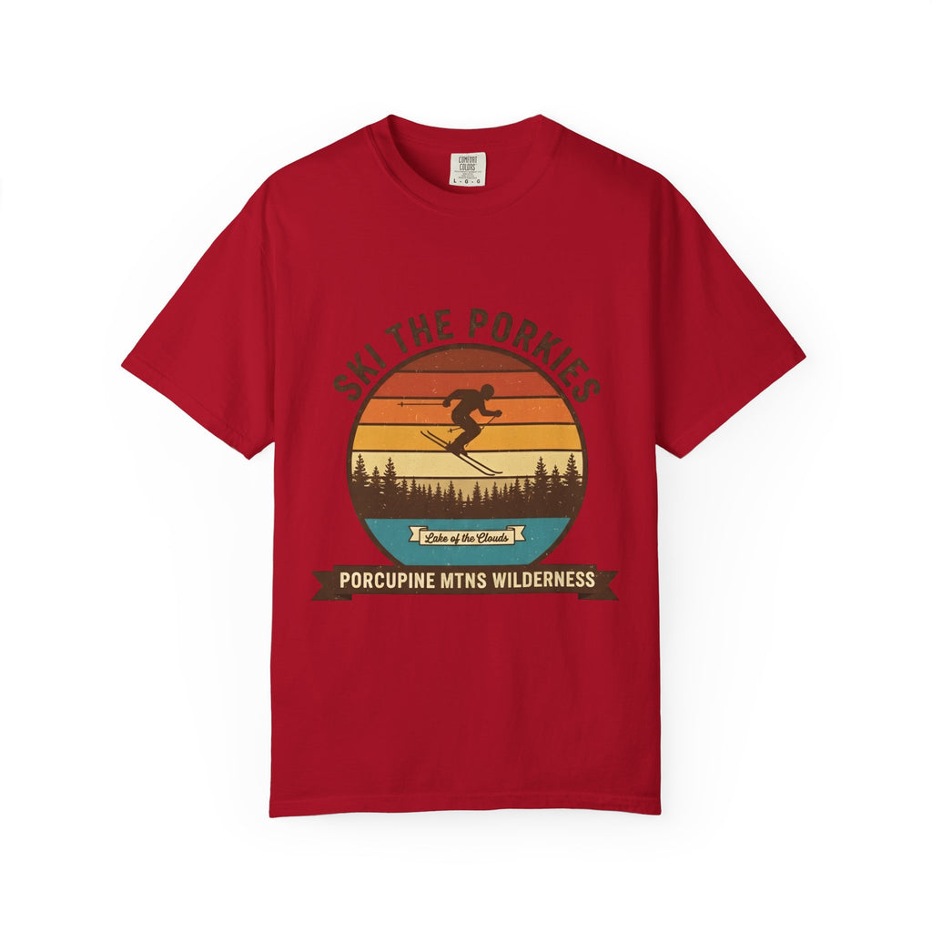 Ski the Porkies T-Shirt — Porcupine Mtns Wilderness Retro Skiing Tee