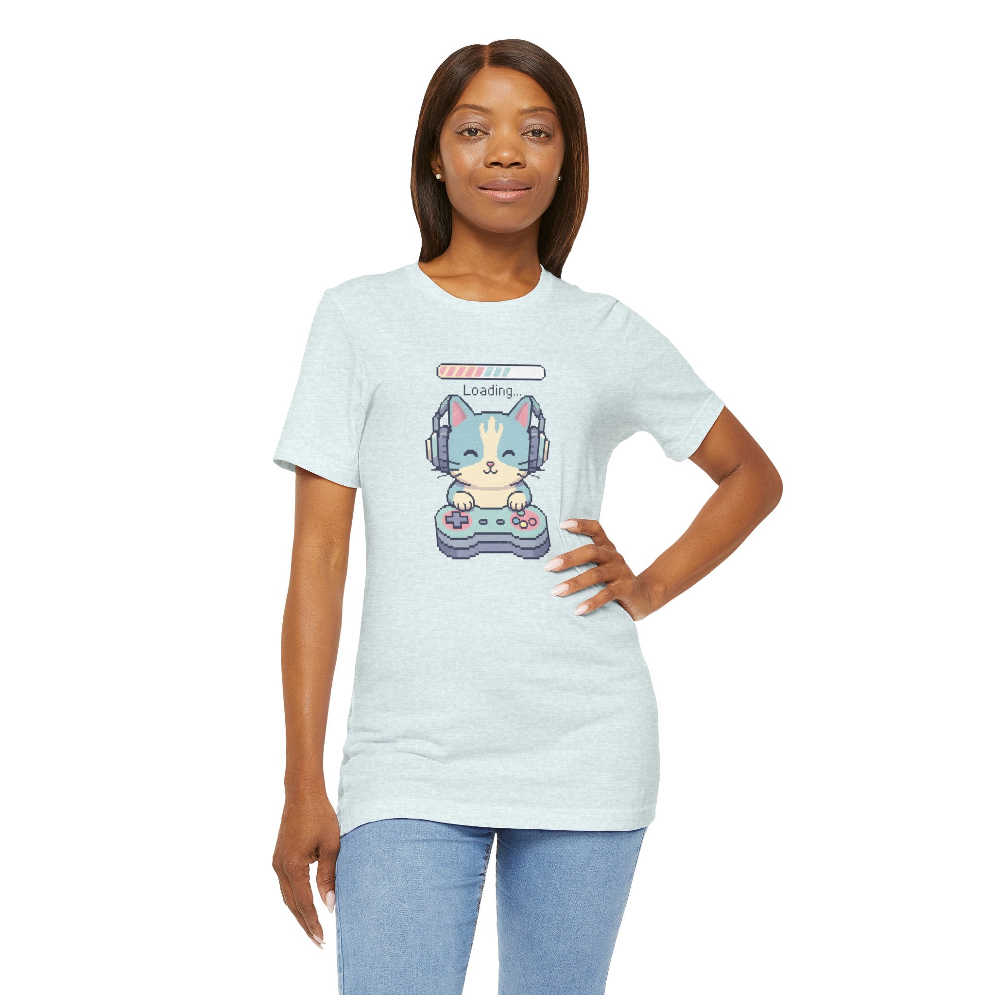 Gaming Cat Loading Screen | Pixel Art Graphic Tee