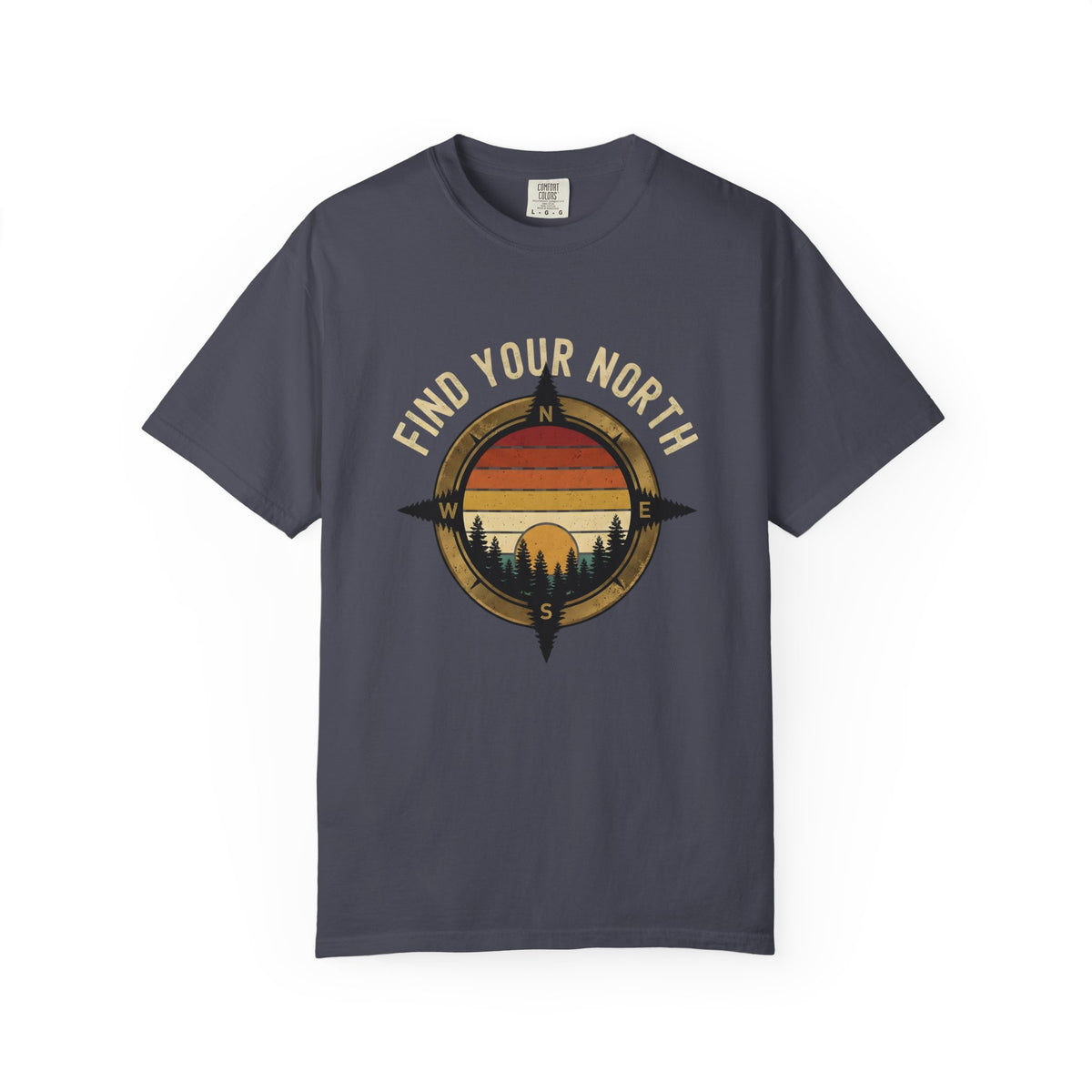 Find Your North T-Shirt — Vintage Compass Sunset Graphic Tee