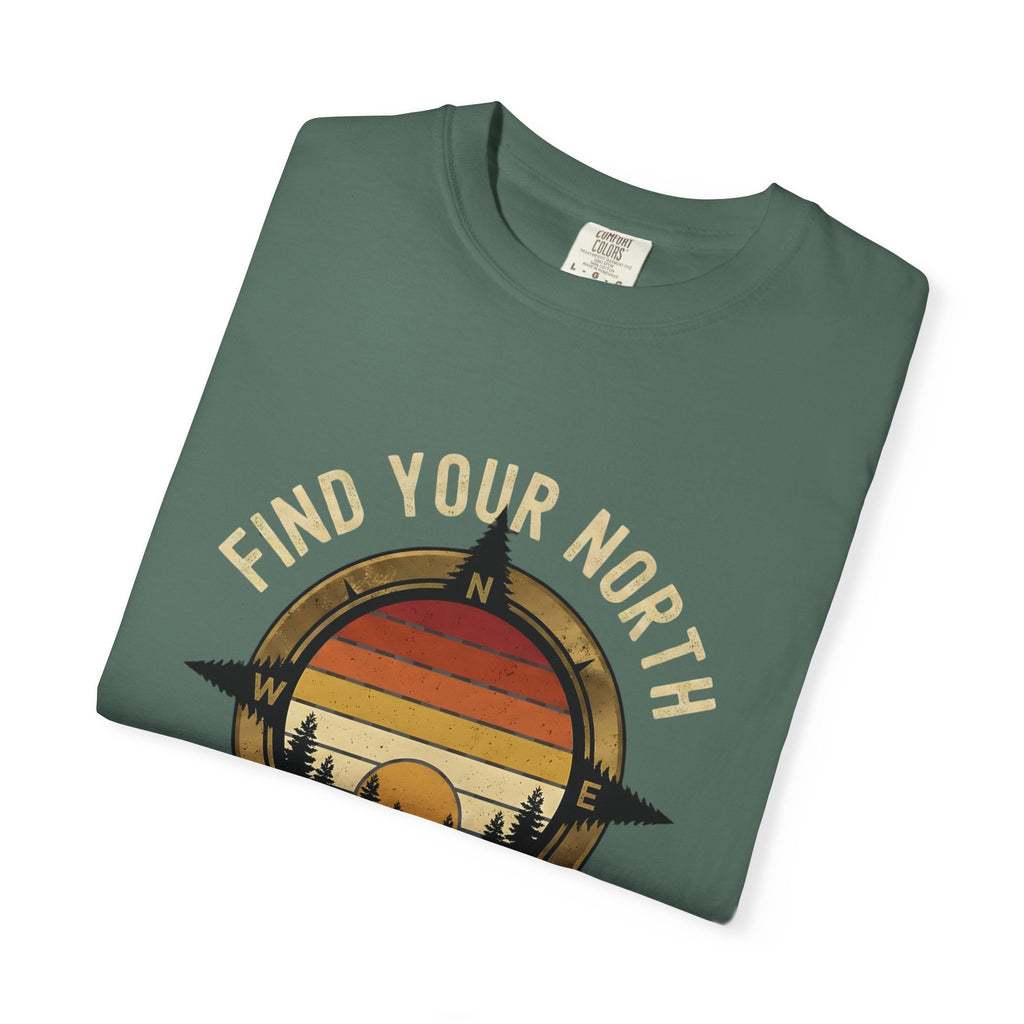 Find Your North T-Shirt — Vintage Compass Sunset Graphic Tee
