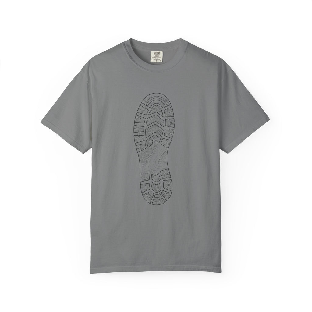 Sole Print T-Shirt — Minimal Boot Print Graphic Tee