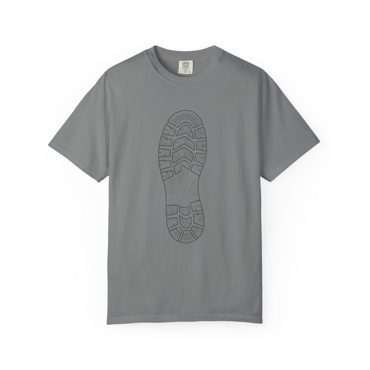 Sole Print T-Shirt — Minimal Boot Print Graphic Tee