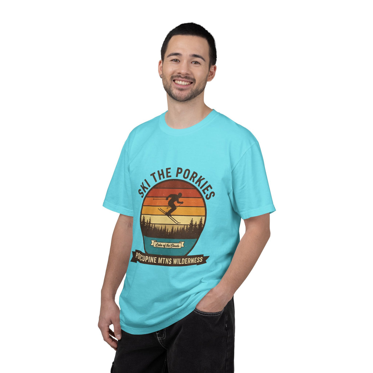 Ski the Porkies T-Shirt — Porcupine Mtns Wilderness Retro Skiing Tee
