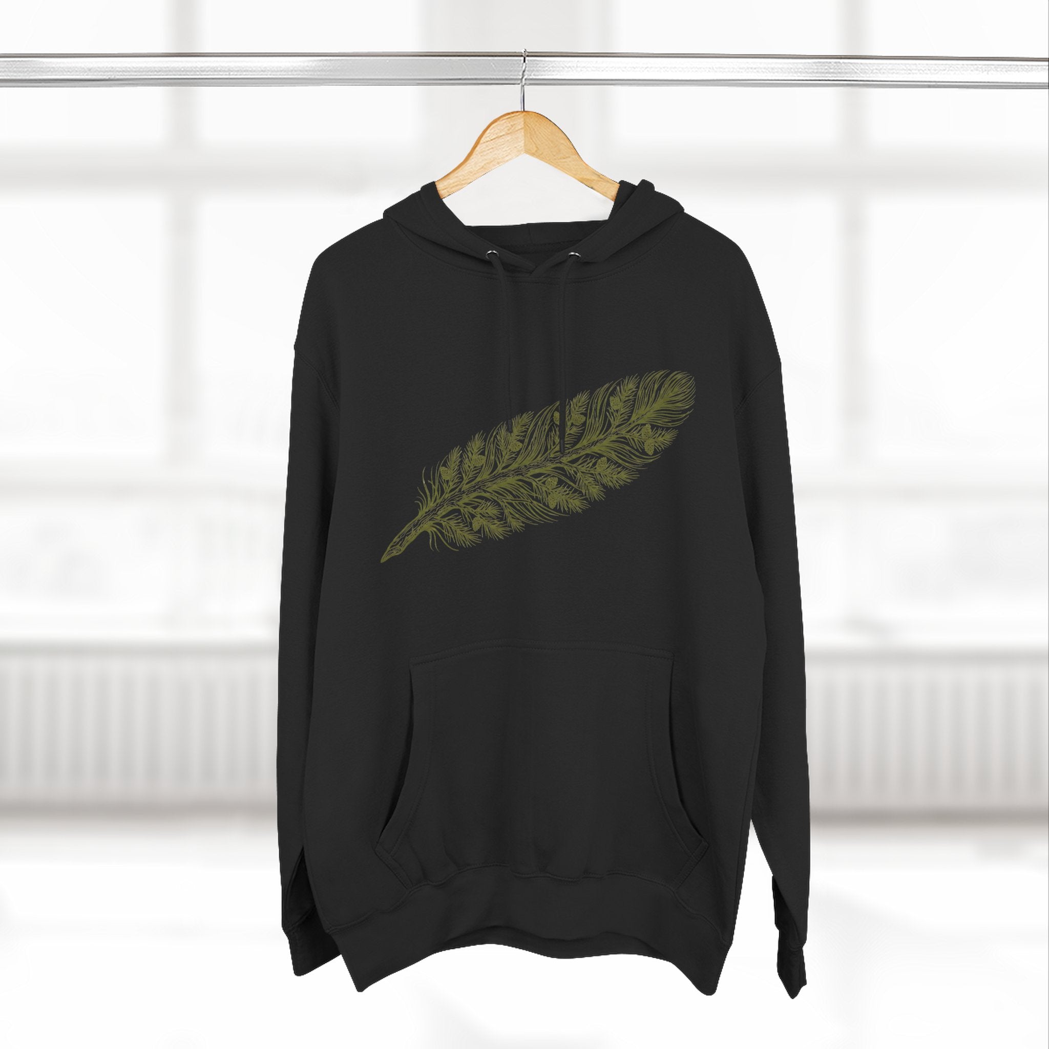 The "Forest Feather" Premium Hoodie - Pine Needle & Quill Illustration
