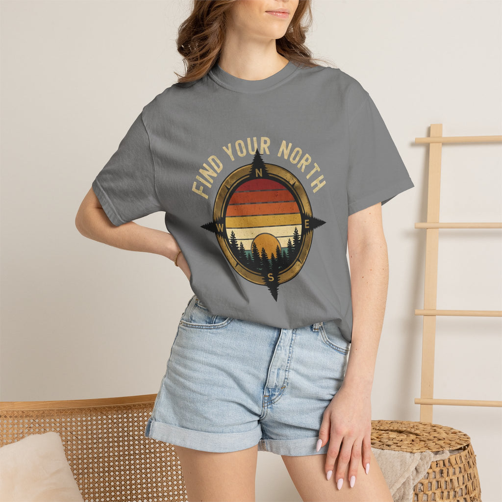 Find Your North T-Shirt — Vintage Compass Sunset Graphic Tee