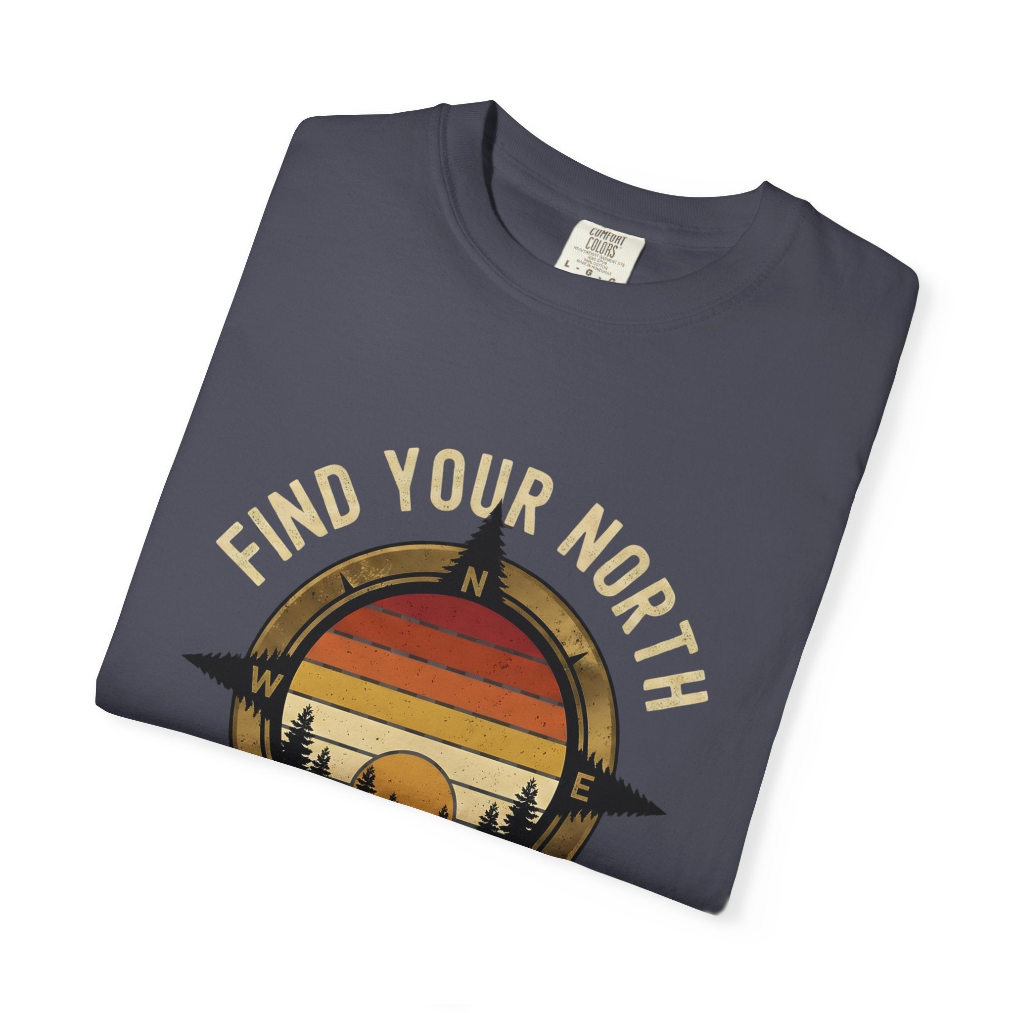 Find Your North T-Shirt — Vintage Compass Sunset Graphic Tee