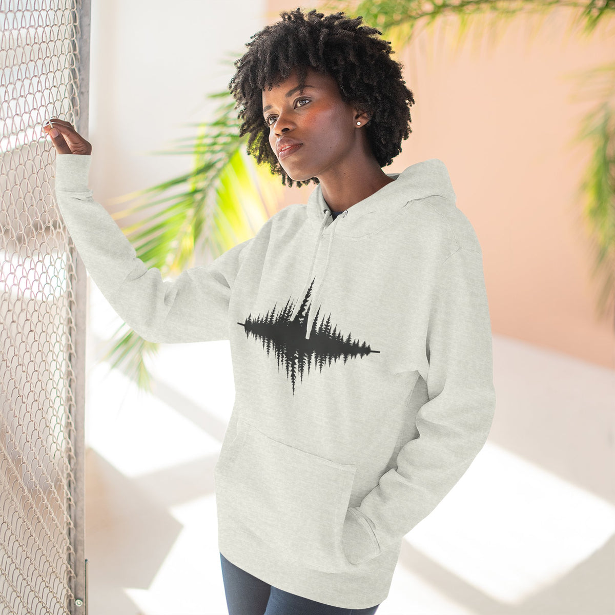 Forest Soundwave Hoodie — Minimal Nature Waveform Sweatshirt
